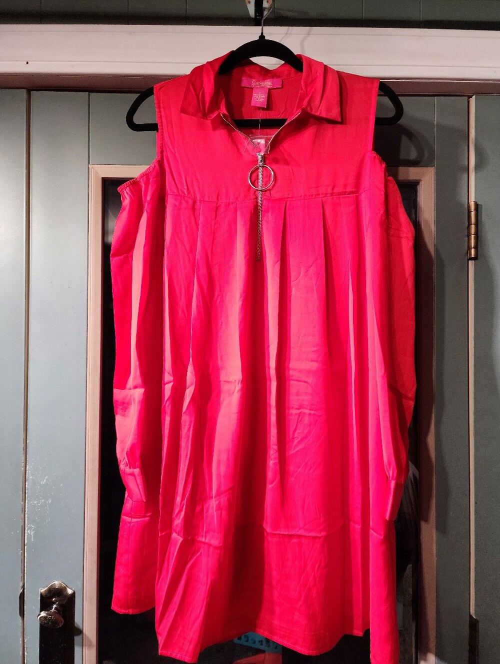 Catherine Malandrino Cold-Shoulder Tunic Dress with Ring Pull Lipstick Red